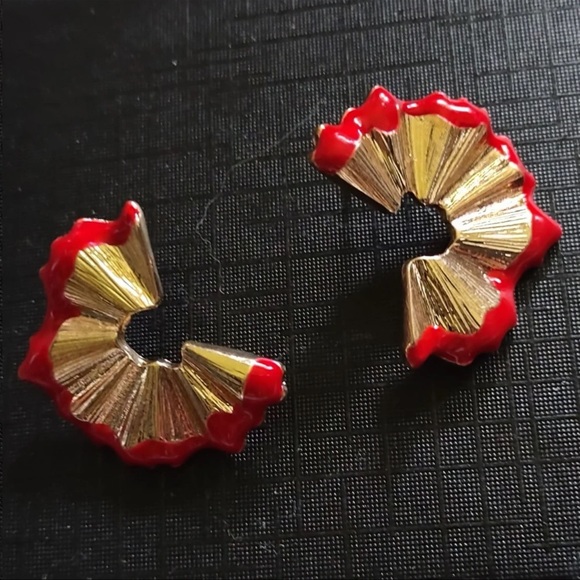 Red Pencil Shavings Earrings - Picture 6 of 11